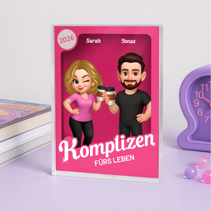 Komplizen fürs Leben - Personalisierter Acrylblock mit 2-6 Personen Geschenk für Paar und Freunde