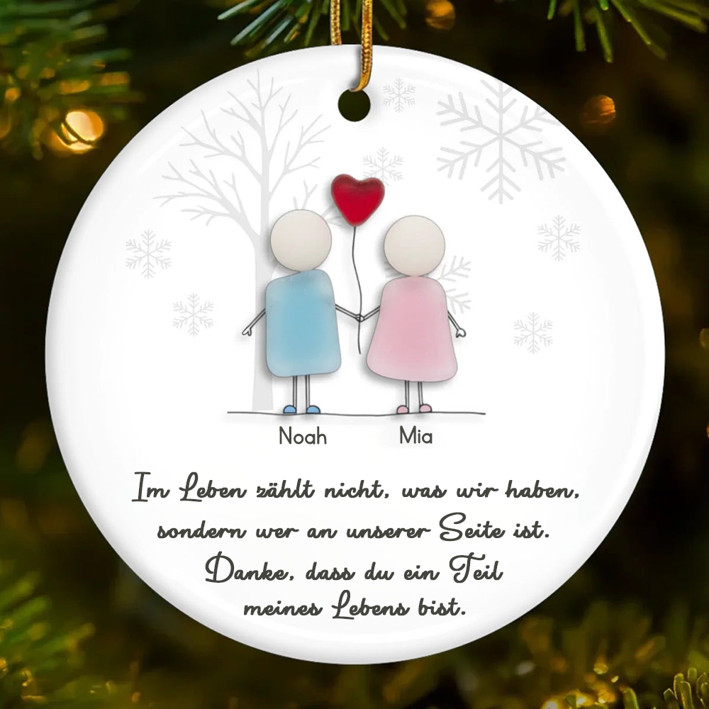 Personalisiertes Dankeschöngeschenk Keramik-Ornament mit Namen im Sea-Glass-Stil Christbaumschmuck für Freunde