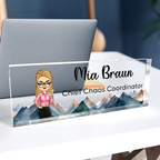 Personalisierter Acrylblock mit Figur, Namensschild für den Schreibtisch Büro-Geschenk für Kolleginnen & Kollegen