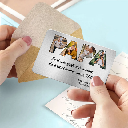PAPA Wallet Card - Personalisierte Brieftaasche-Karte mit Fotos und Text Geschenk für Vater