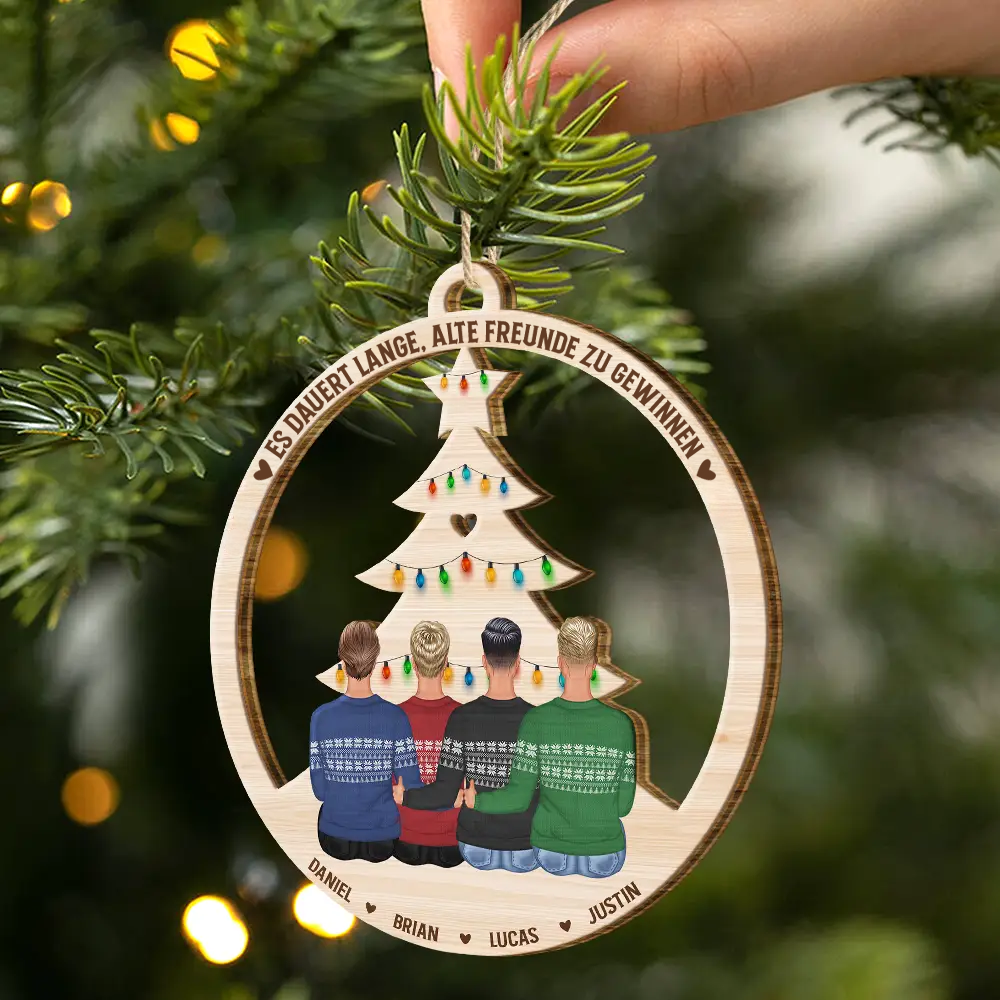 Personalsierter Holzanhänger mit 2-6 Personen Christbaumschmuck Geschenk für Freunde