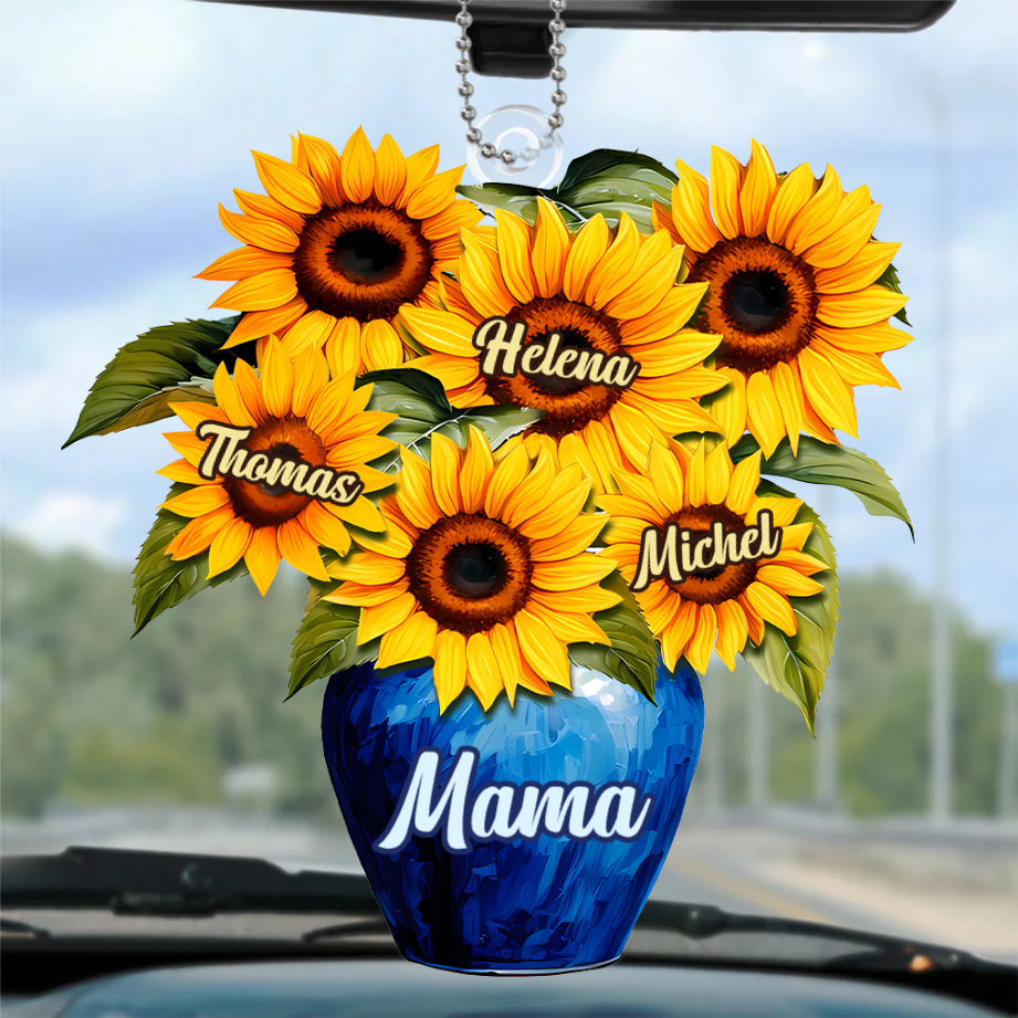 Sonnenblumen und Vase-Personalisierter Anhänger für Mama und Oma