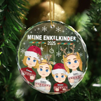 Personalisierter Glasanhänger mit 1-10 Kinder Christbaumschmuck für Oma und Opa