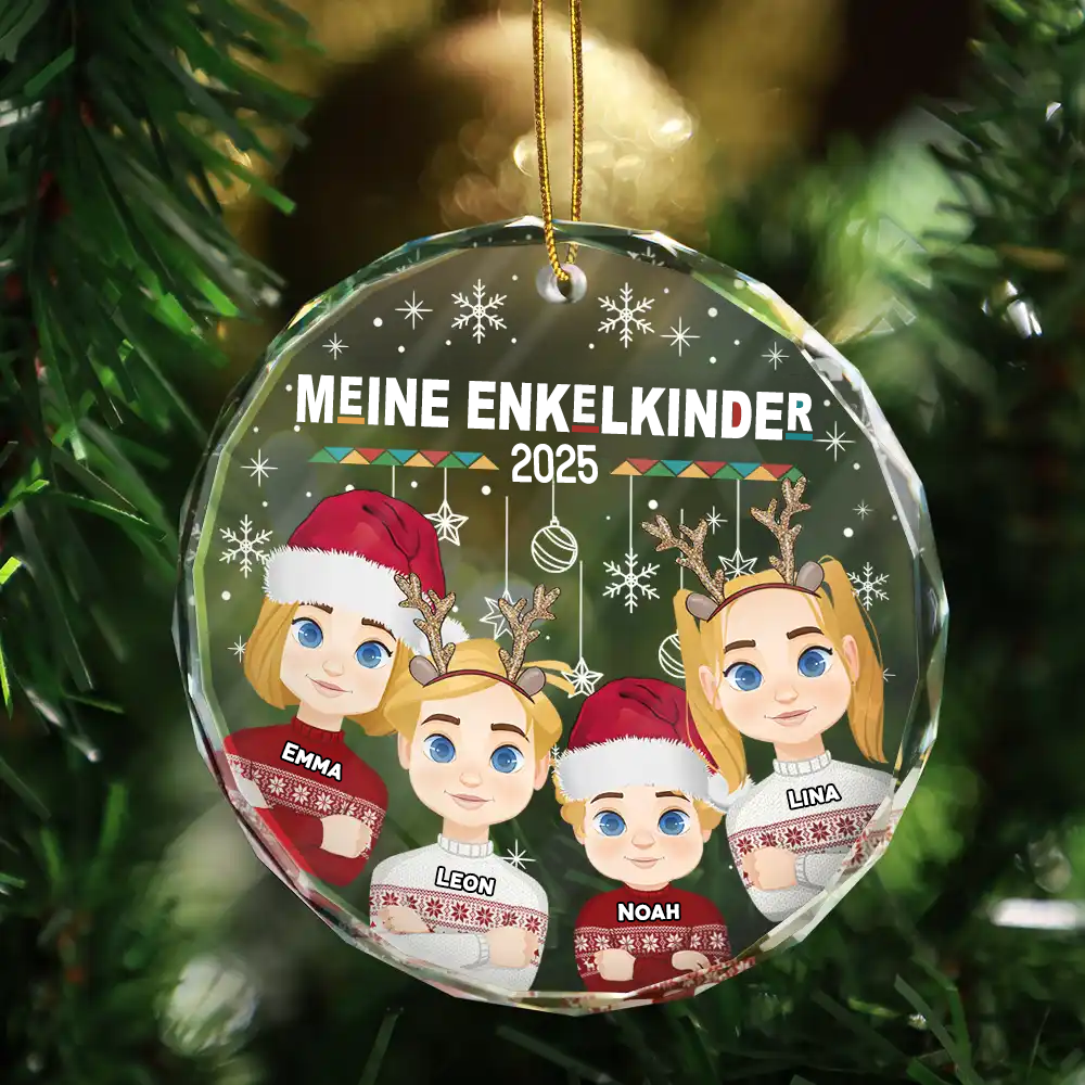 Personalisierter Glasanhänger mit 1-10 Kinder Christbaumschmuck für Oma und Opa