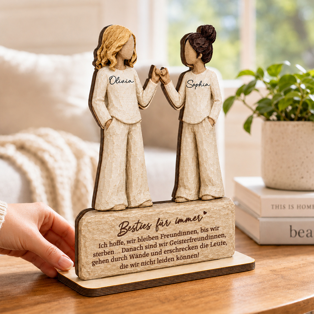 Personalisierter Holzaufsteller mit Namen & Spruch – für beste Freundinnen & Schwestern