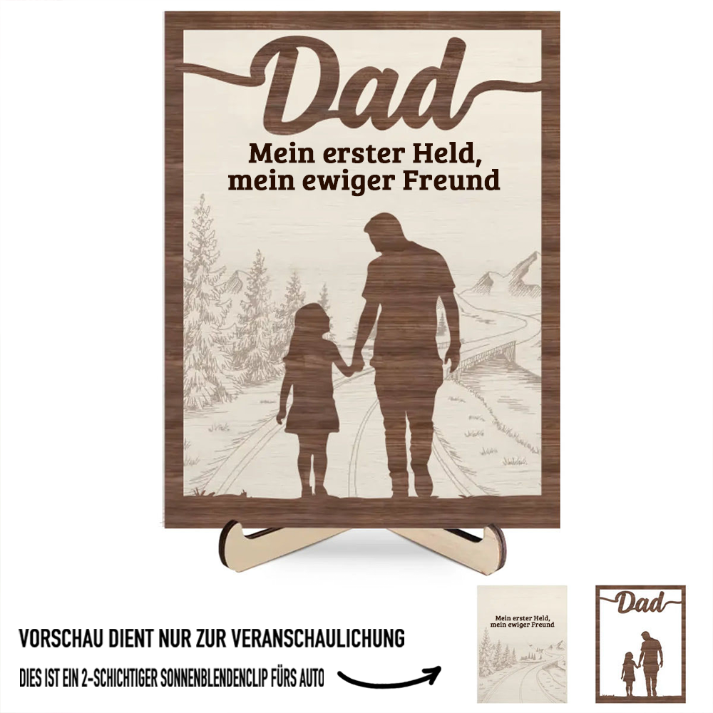 Papa und Kind-Personalisierte Holzplakette für Vater