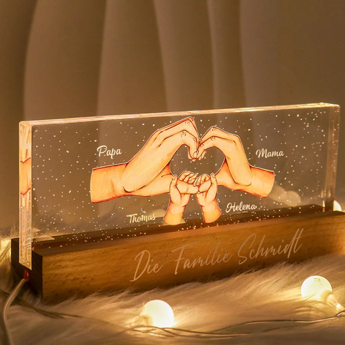 Herzform mit Händen-Personalisiertes LED Nachtlicht für Mama und Papa