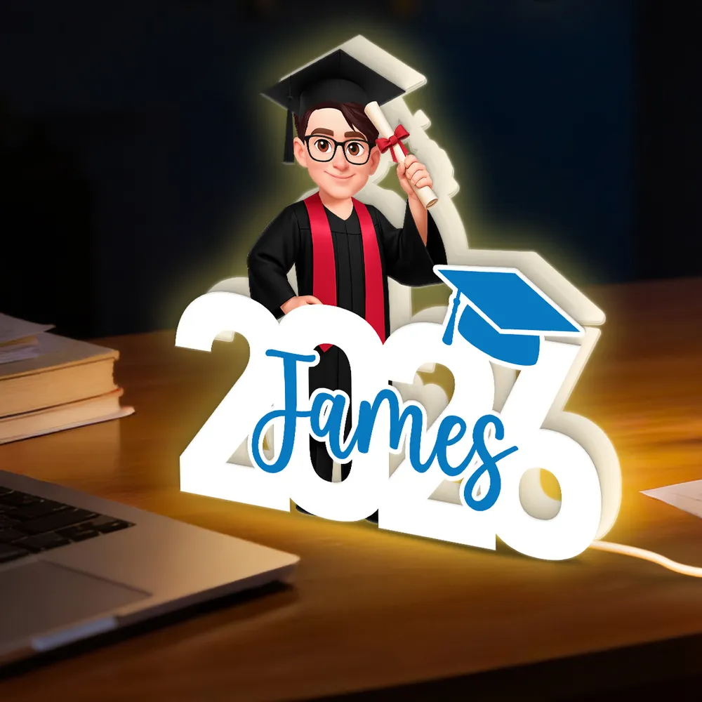 Abschlussjahrgang – Personalisierte LED-Lichtbox – Geschenk zur Graduation