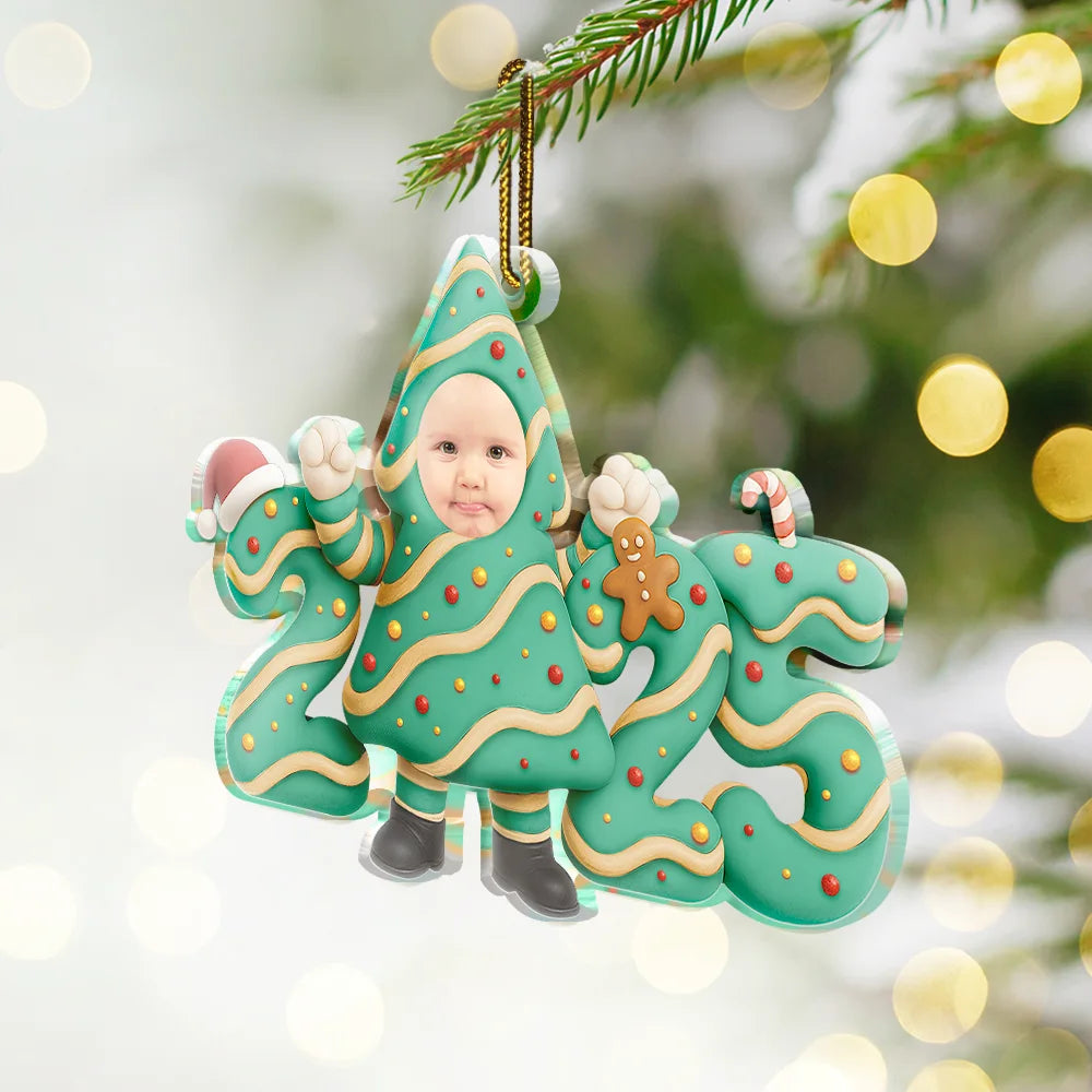 2025 Baby Personalisierter Acrylanhänger mit Foto Weihnachtsgeschenk