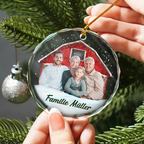 Personalisierter Glas-Weihnachtsanhänger mit Foto und Wunschname