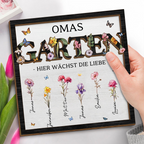Omas Garten-Personalisierte Holzplakette mit Titel und Geburtsblumen Geschenk für Mama und Oma