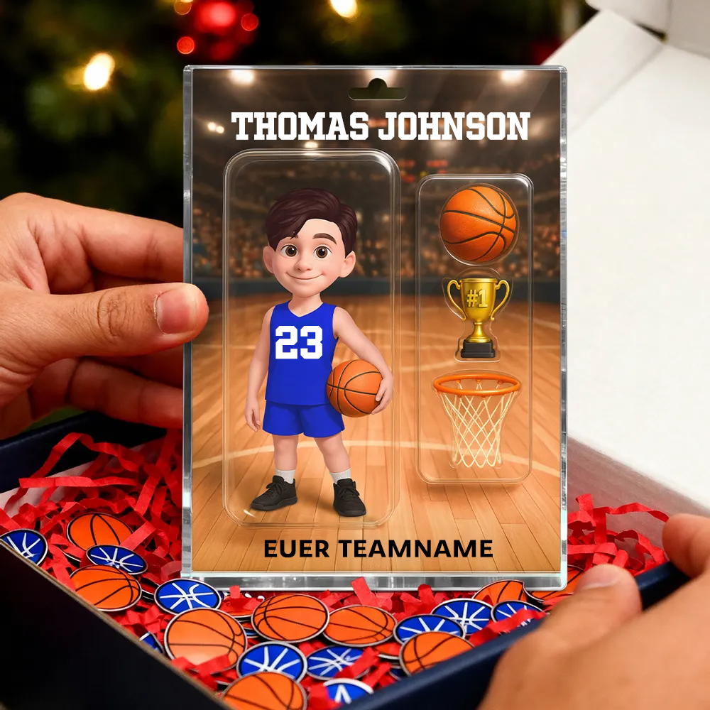 Personalisierter Acrylblock mit Basketballjunge und Basketballmädchen Geschenk für Kinder