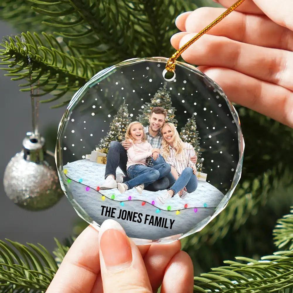 Personalisierter Glas-Weihnachtsanhänger mit Foto