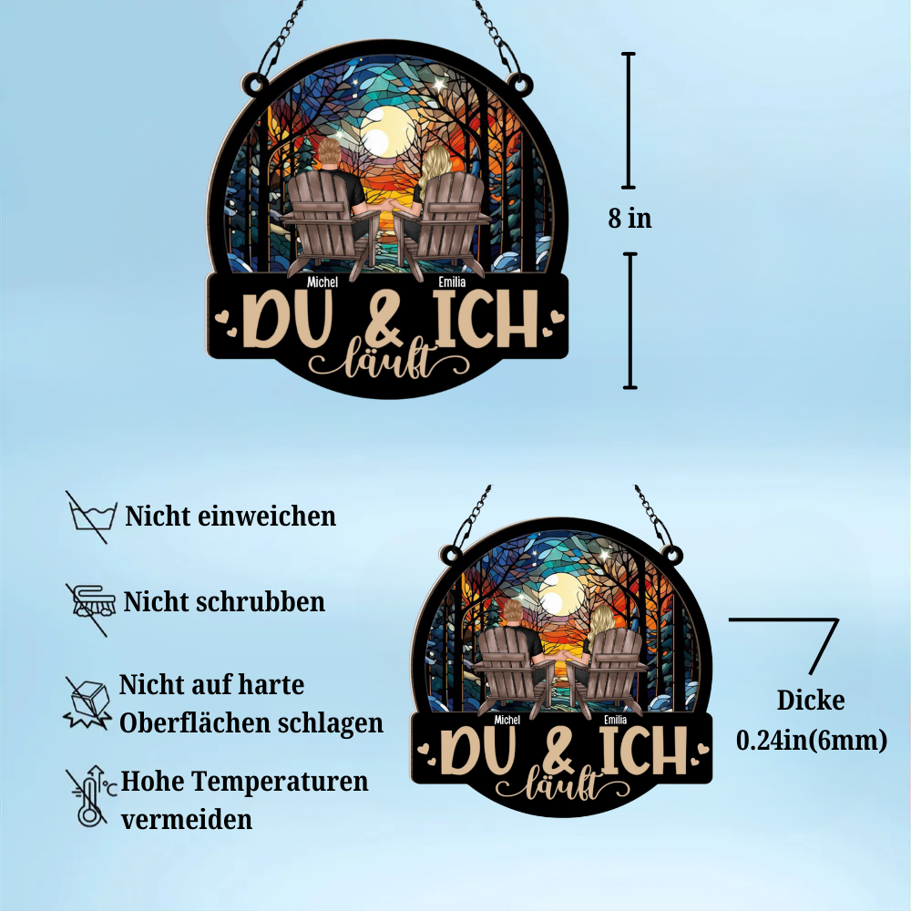 Personalisierte Acryl & Holz Fenster Sonnenfänger Ornament-für Liebespaar