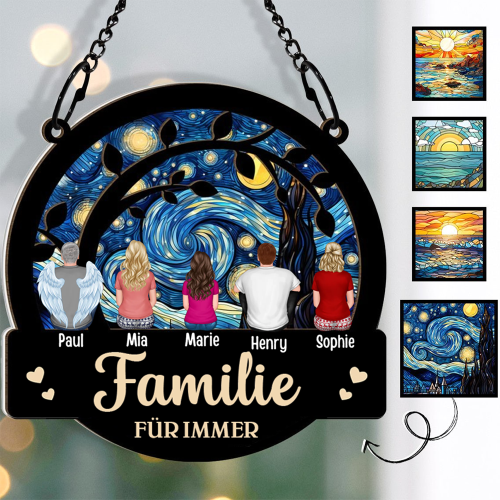 Familie für Immer-Personalisierte Acryl & Holz Fenster Sonnenfänger Ornament