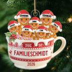 Personalisierter Acryl-Weihnachtsanhänger – Lebkuchenfamilie mit Namen