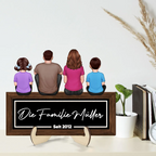 Personalisierter Holzaufsteller mit Familienmitglieder Holztafel mit Personen, Hund und Katze