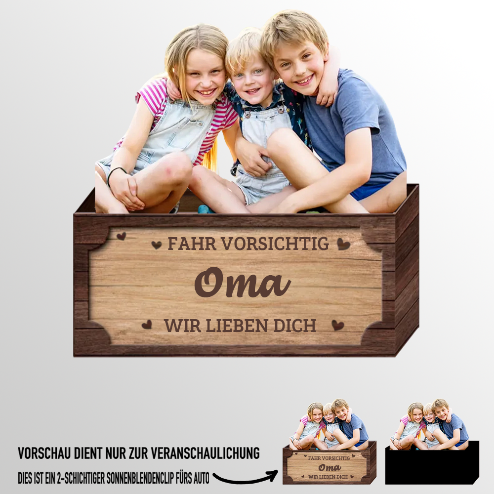 Fahr Vorsichtig Sonnenblendenclip mit Foto für Familie
