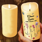 LED-Kerze mit Geburtsblumen  Geschenke für Oma und Mama