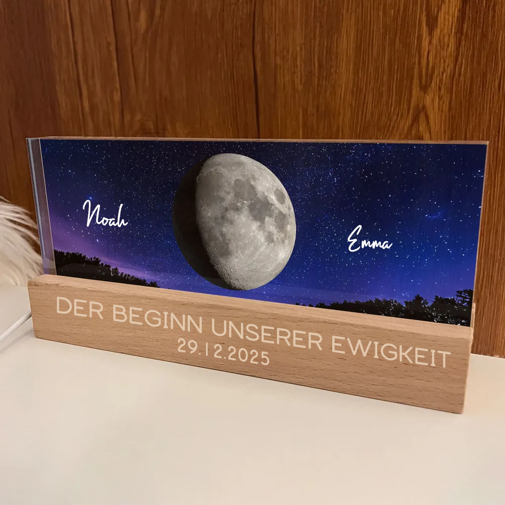 Personalisierte LED-Nachtlicht mit Mondphasen Geschenk für Paar