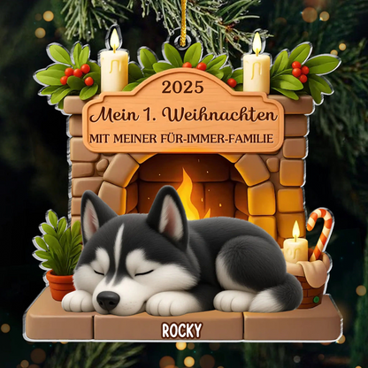 Mein Erstes Weihnachten-Personalisierter Acrylanhänger mit Hund Christbaumschmuck für Hunde