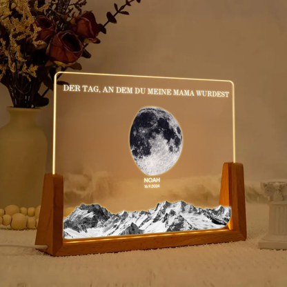 Mondphasen-Personalisierte LED Nachtlicht mit U-Sockel Geschenk für Mama