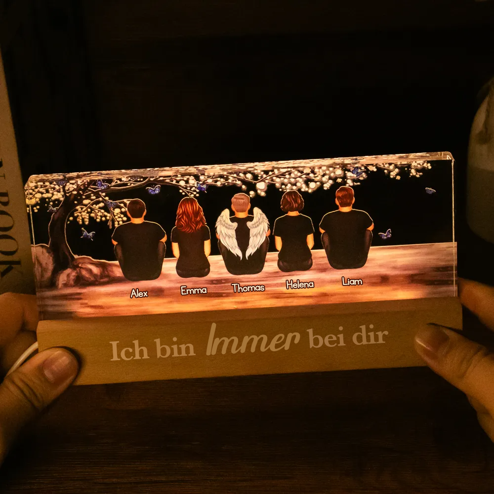 Personalisiertes LED Nachtlicht-Familie unter dem Baum Trauergeschenk