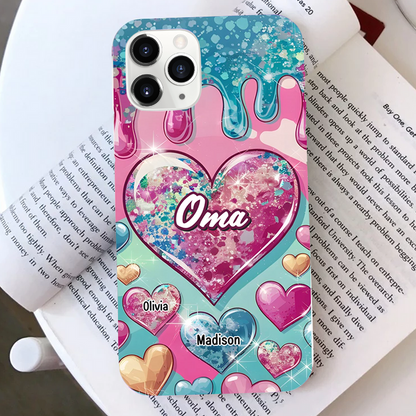 Silikonhandyhülle für iPhone und Samsung mit Herzen und Namen Geschenk für Mama und Oma