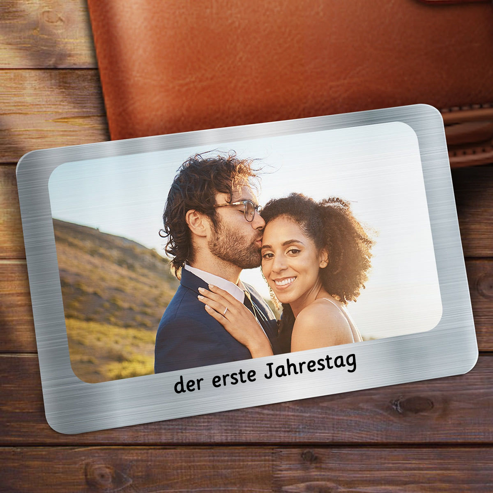 Personalisierte Aluminium-Brieftasche-Karte mit Foto und Text Geschenk für Papa und Mann
