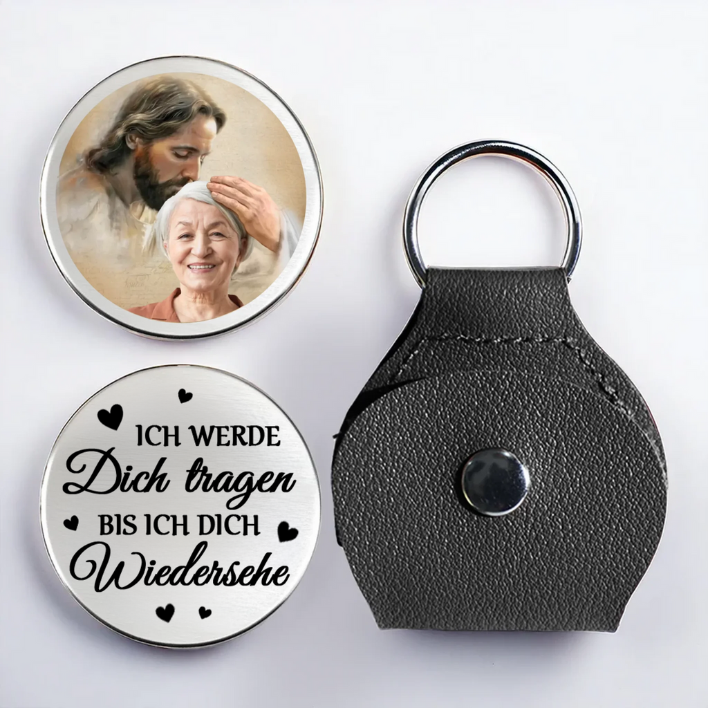 Der Kuss Gottes-Taschenumarmung mit Foto Trauergeschenk