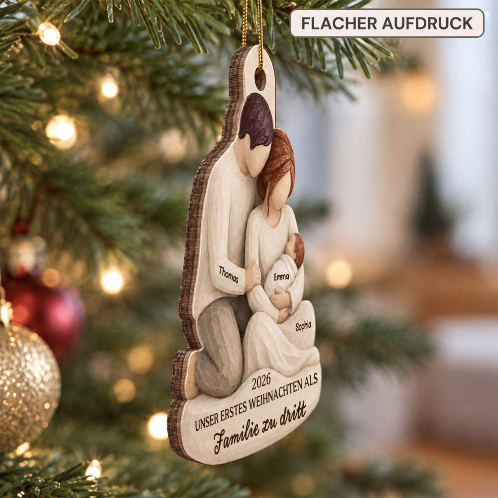 Personalisierter Holz-Weihnachtsanhänger – Unser erstes Weihnachten als Familie zu dritt