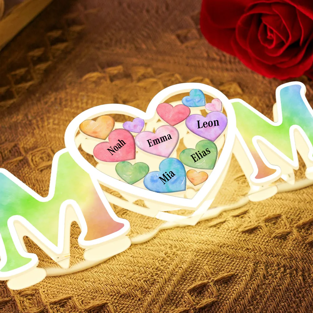 Personalisierte MOM-Lichtbox mit Namen Geschenk für Mama