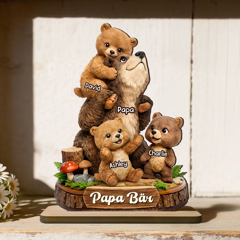 Papa Bär-Personalisierter Holzaufsteller mit Bärenmotiv