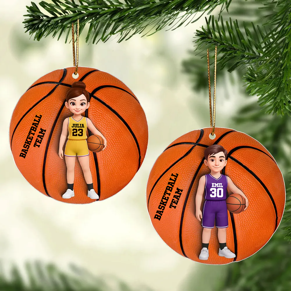 Personalisierter Acrylanhänger mit Basketballkind Geschenk für Junge und Mädchen