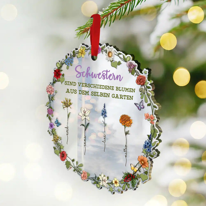 Personalisierter Acrylanhänger mit Geburtsblumen Christbaumschmuck für beste Freundin und Schwester