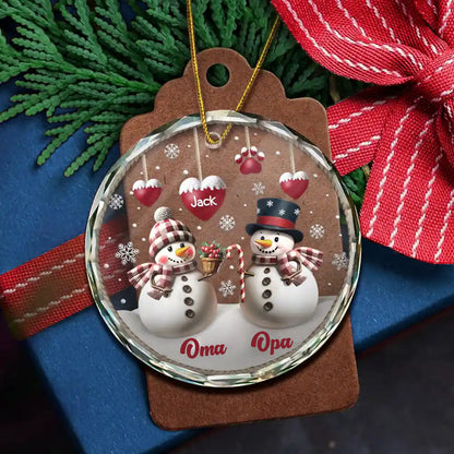 Schneemann mit Namen Weihnachtsbaumschmuck Glasornament für Eltern oder Großeltern