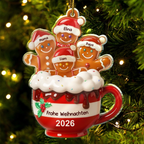 Personalisierter Acryl-Weihnachtsanhänger – Lebkuchenfamilie mit Namen