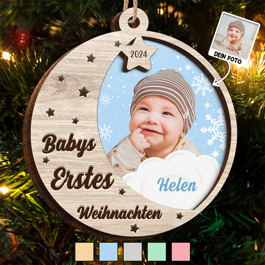 Weihnachtsschmuck aus Holz-Baby Weihnachtsanhänger mit Foto