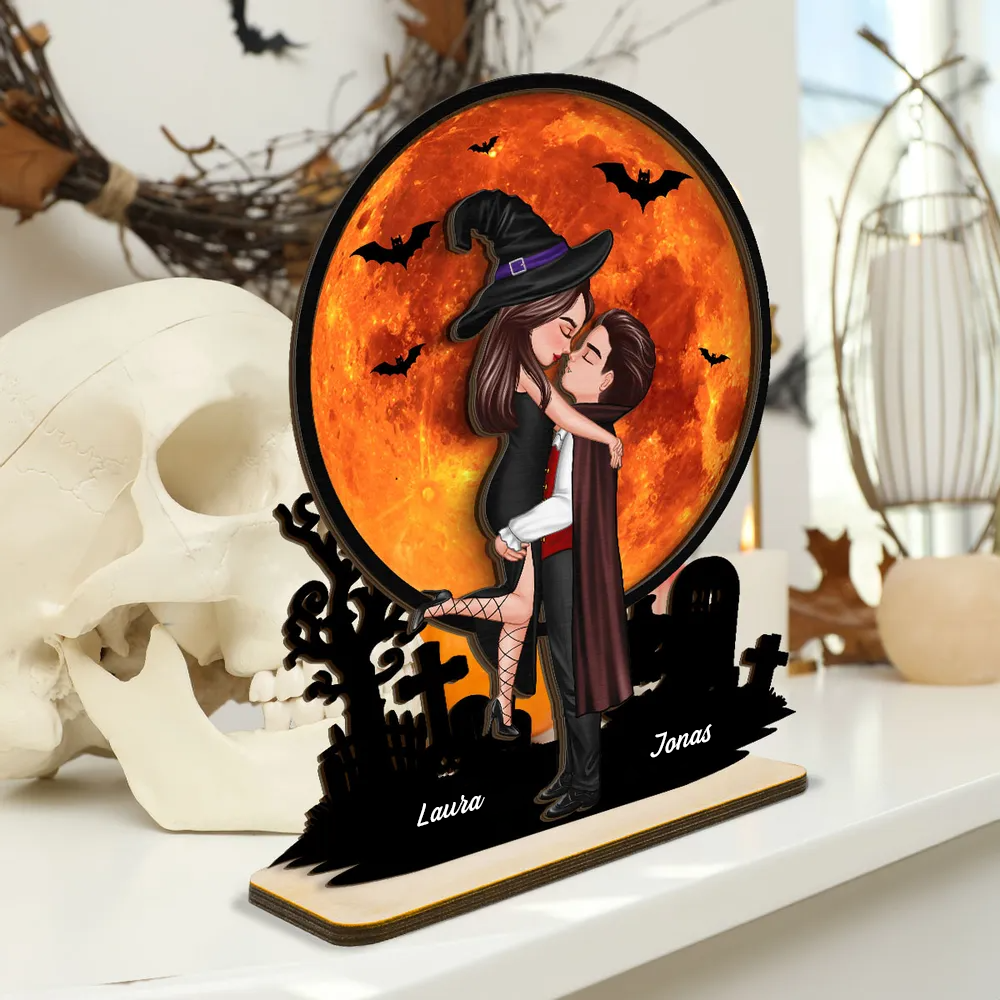 Halloween-Paar Personalisierte Holztafel mit Namen