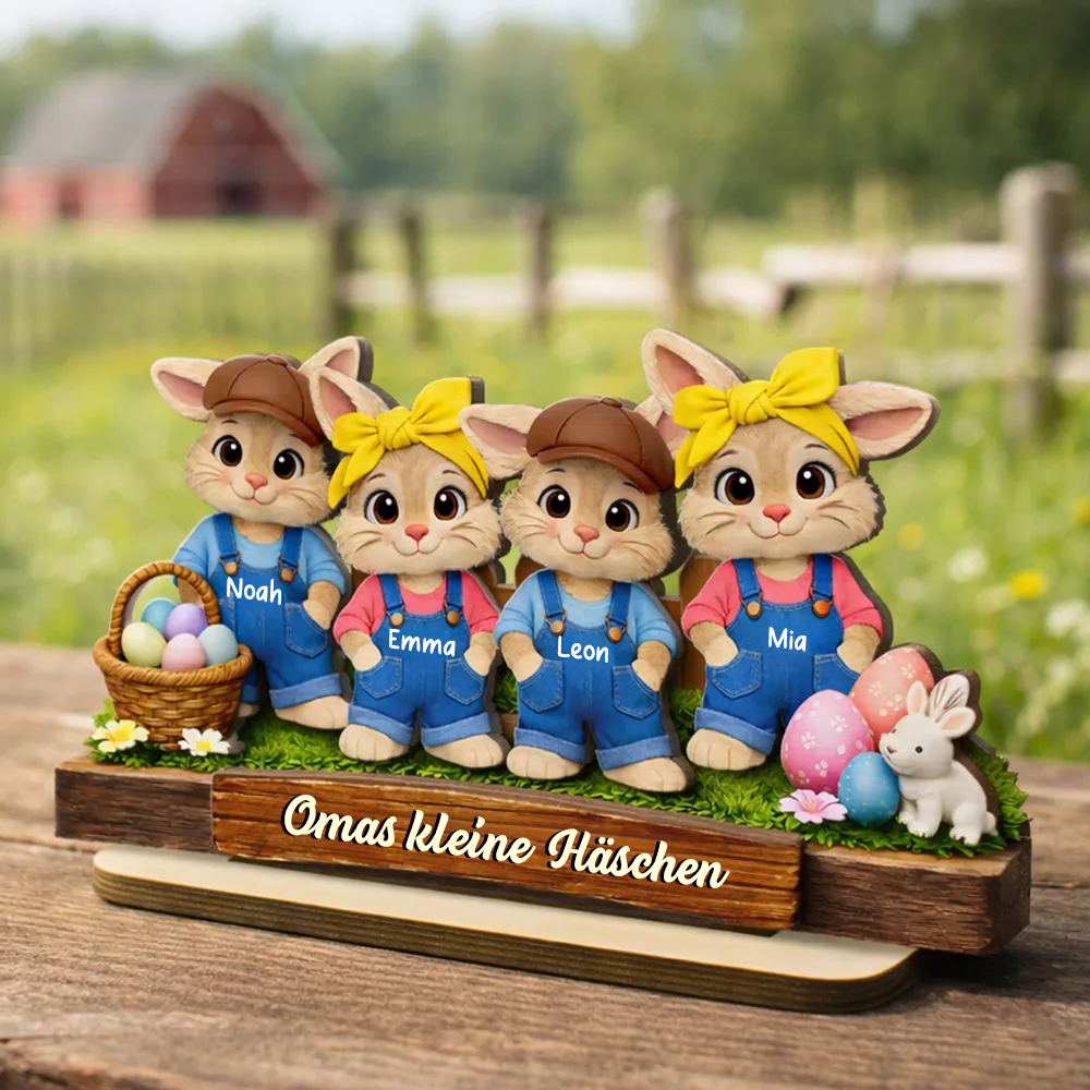 Osterhasen für Oma Personalisierte Holztafel mit Häschen