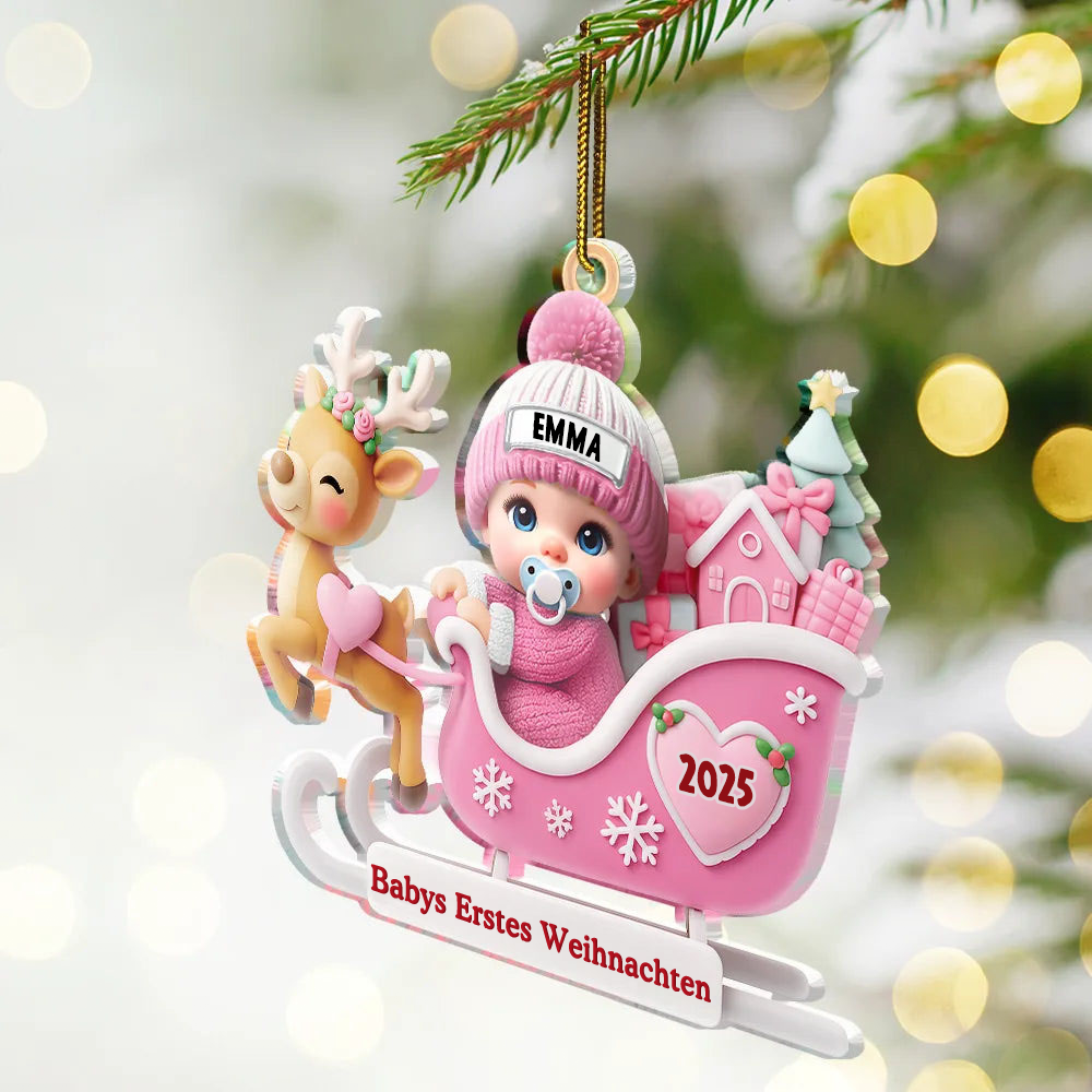 Babys Erstes Weihnachten - Personalisierter Christbaumschmuck mit Name und Jahr