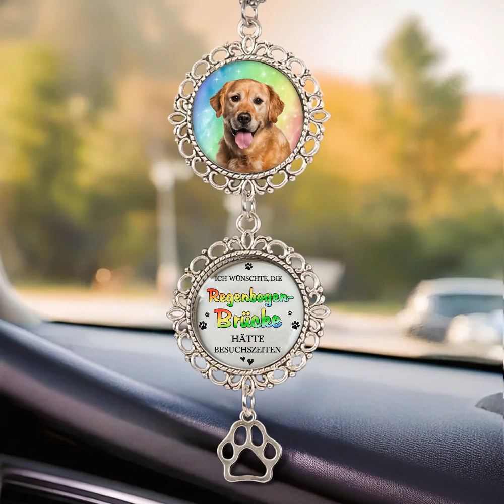 Metalanhänger mit Foto Regenbogenmotiv Trauergeschenk mit Haustier