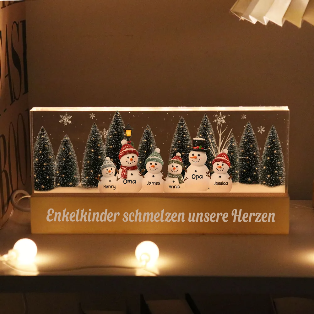 Personalisierts LED-Nachtlicht mit Schneemanfamilie Weihnachtsgeschenk für Eltern und Kinder