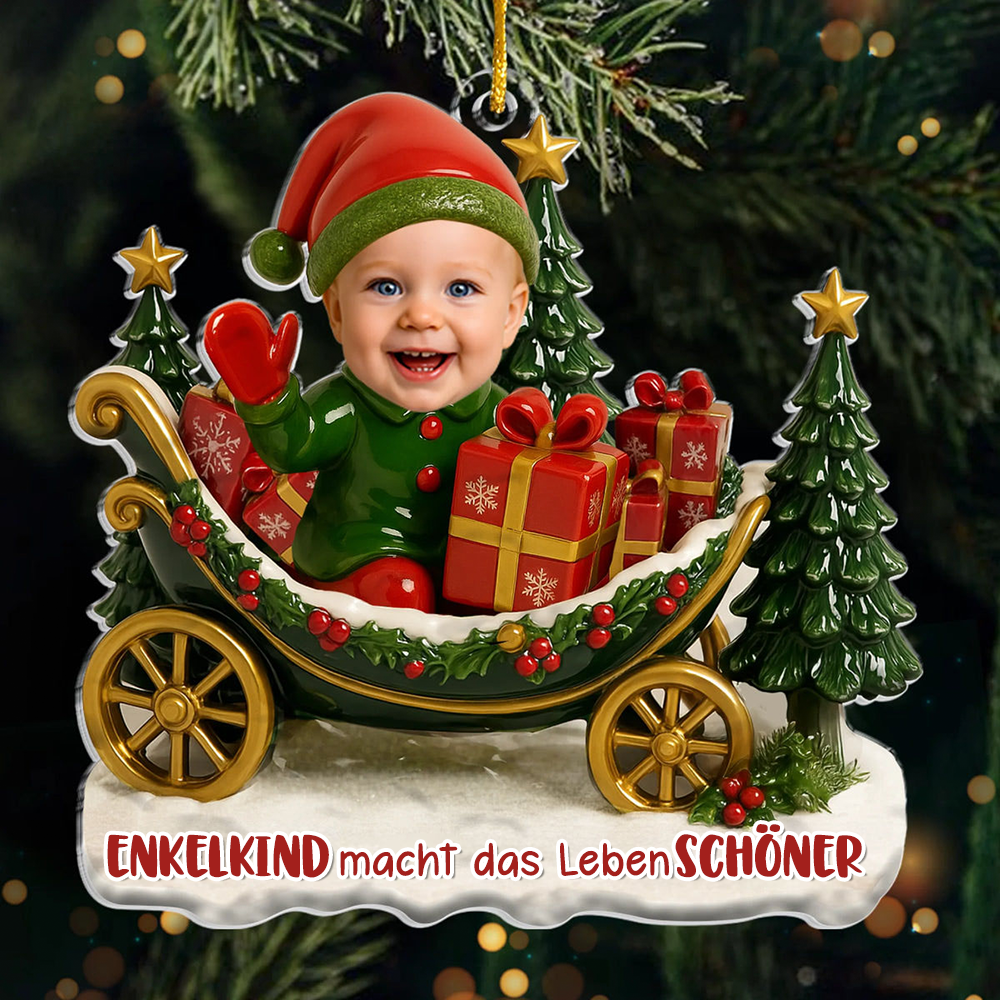 Acrylanhänger mit Fotos und Text Personalisierter Christbaumschmuk für Oma und Opa
