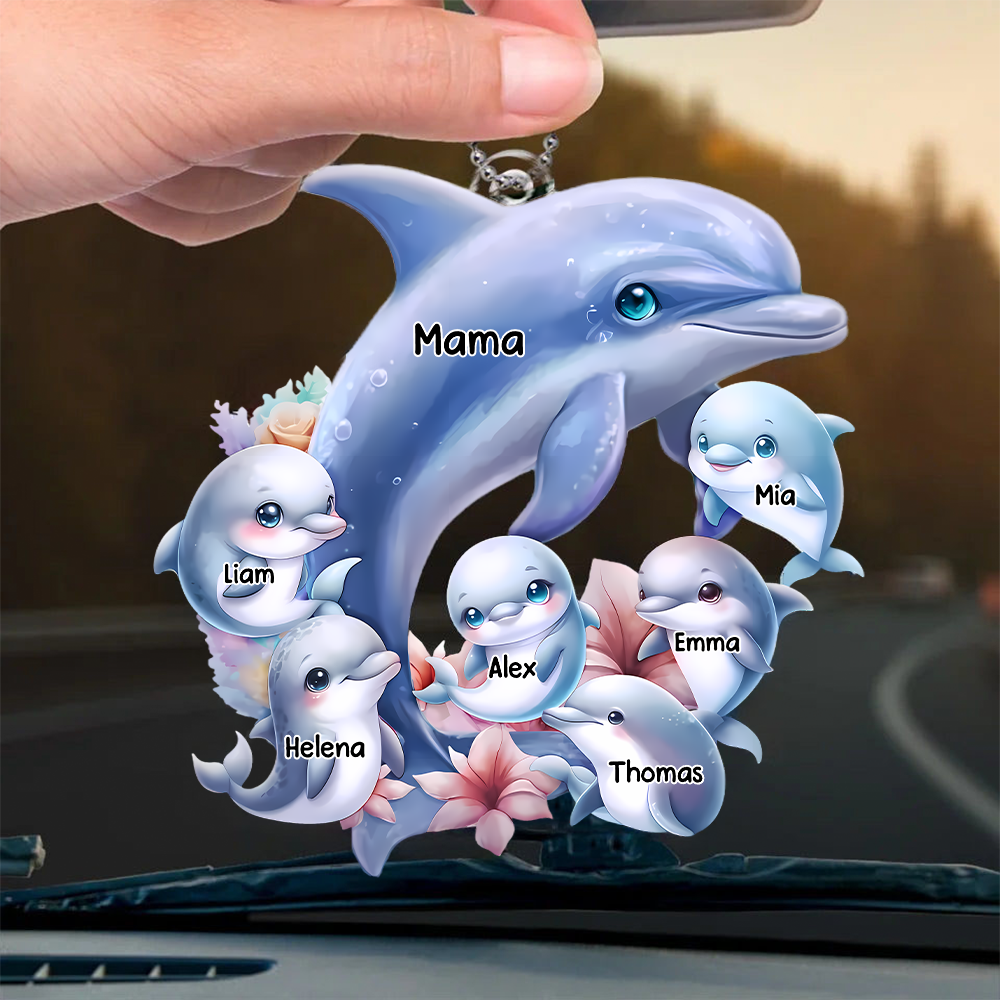 Personalisierter Anhänger mit Delfinen Geschenk für Mama und Oma