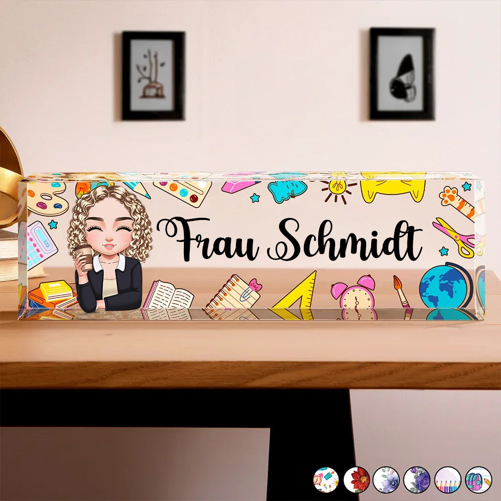 Personalisierte Acryltafel mit Namen Geschenk für Lehrerin und Kollegin