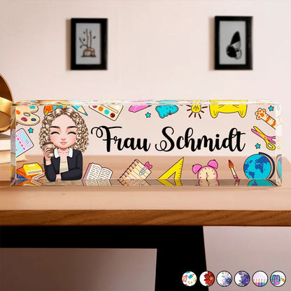 Personalisierte Acryltafel mit Namen Geschenk für Lehrerin und Kollegin