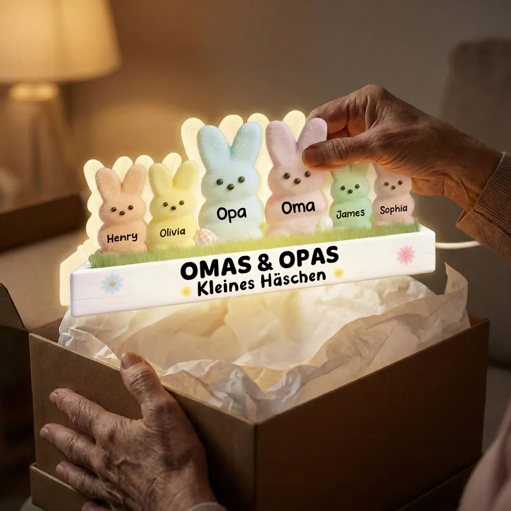 Osterhasen für Oma & Opa – Personalisierte LED-Lichtbox mit Enkel-Namen | Ostergeschenk für Großeltern