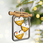 Personalisierter Acryl-Weihnachtsanhänger für die Familie – Lebkuchen-Motiv