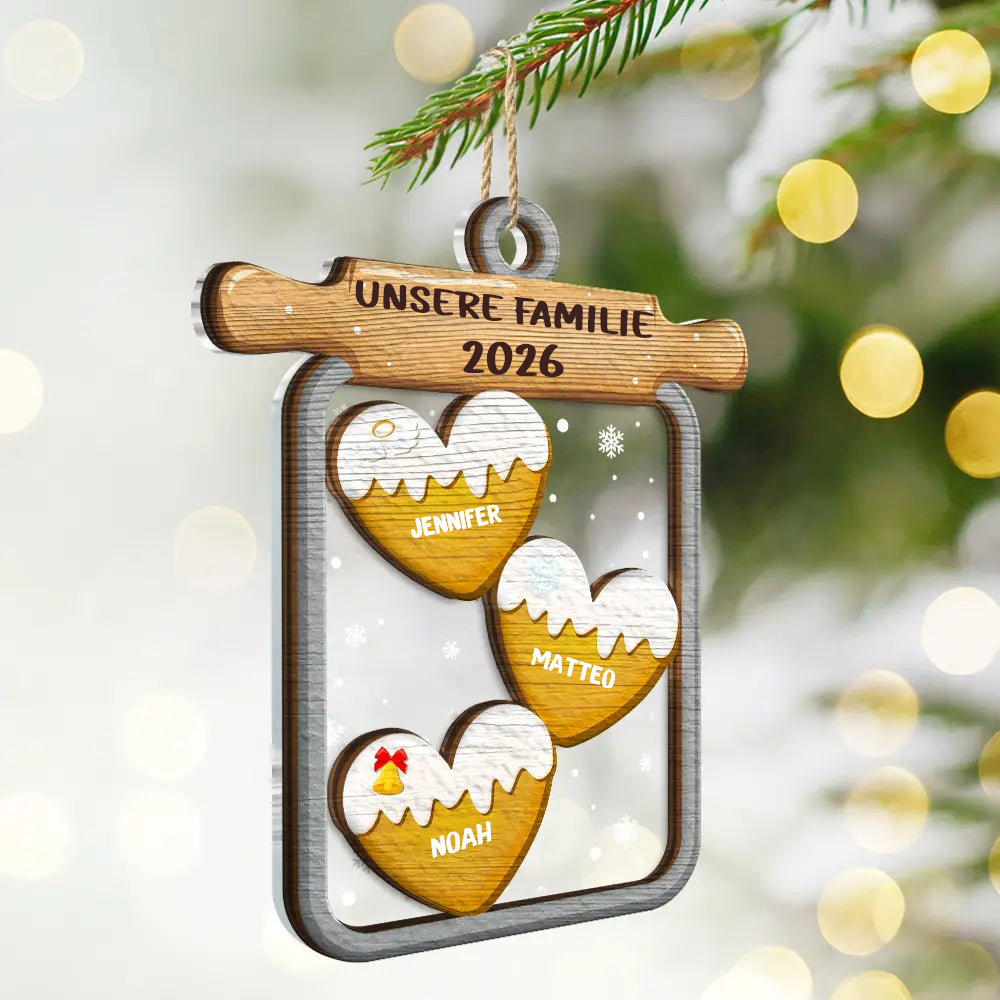 Personalisierter Acryl-Weihnachtsanhänger für die Familie – Lebkuchen-Motiv